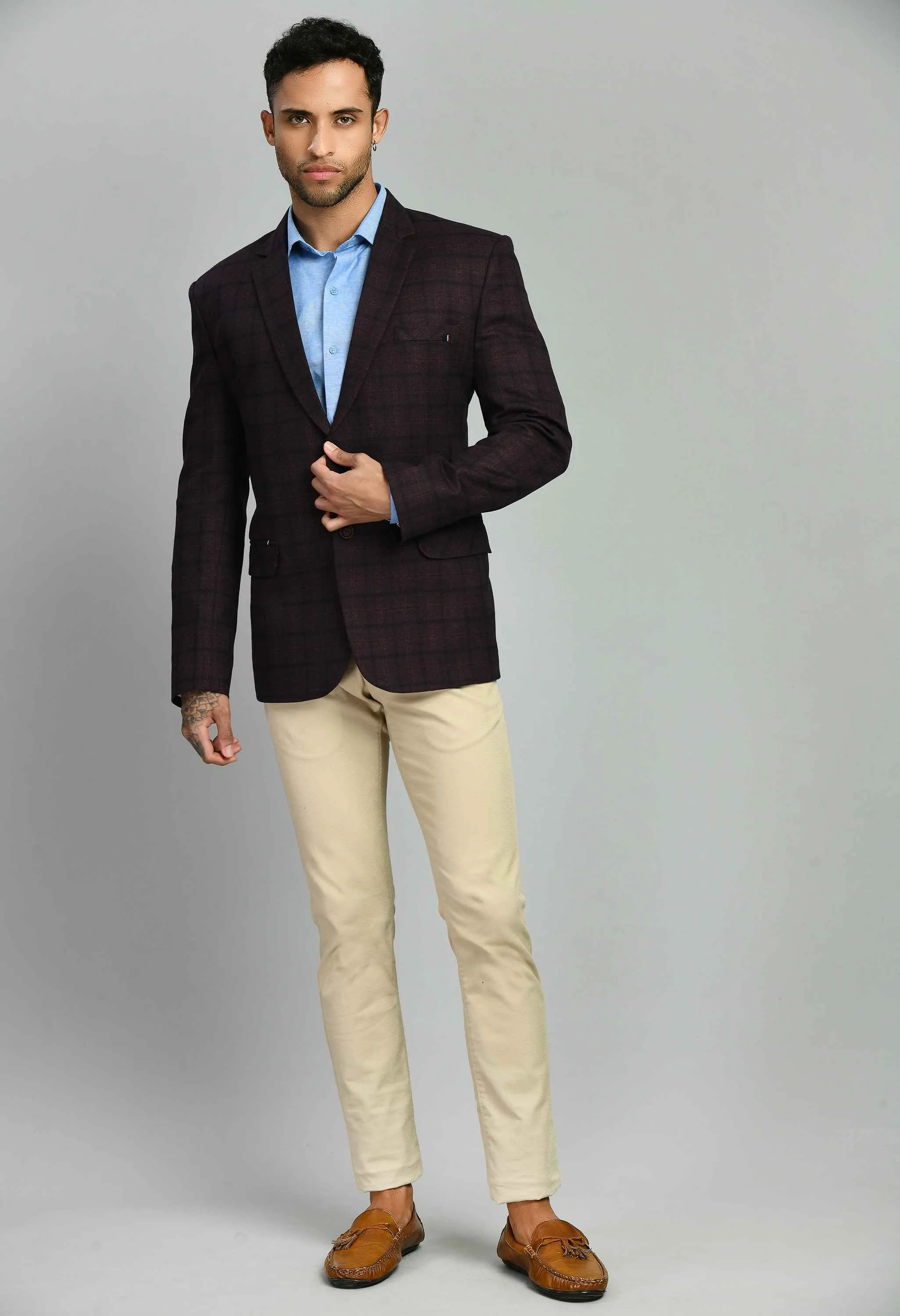 Men's Checks Slim Fit Casual Blazer