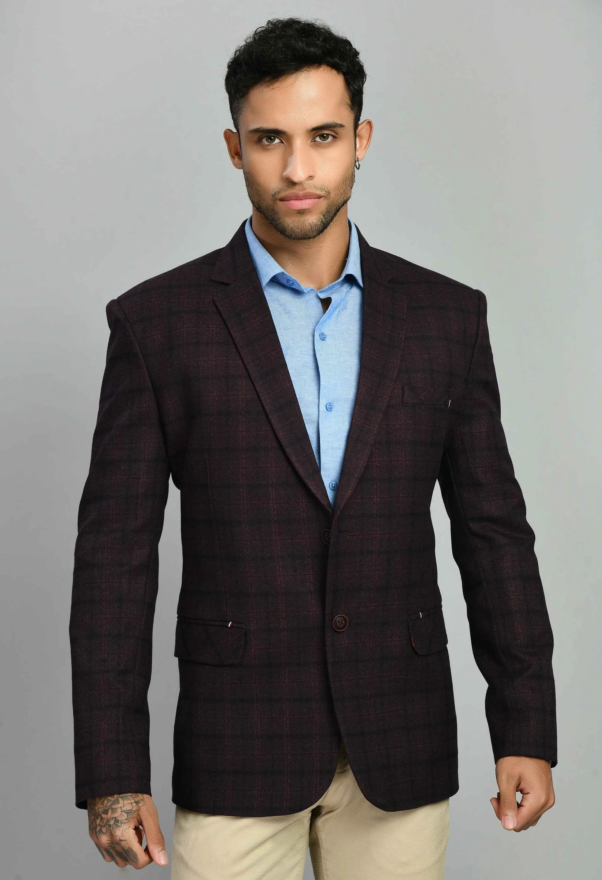 Men's Checks Slim Fit Casual Blazer