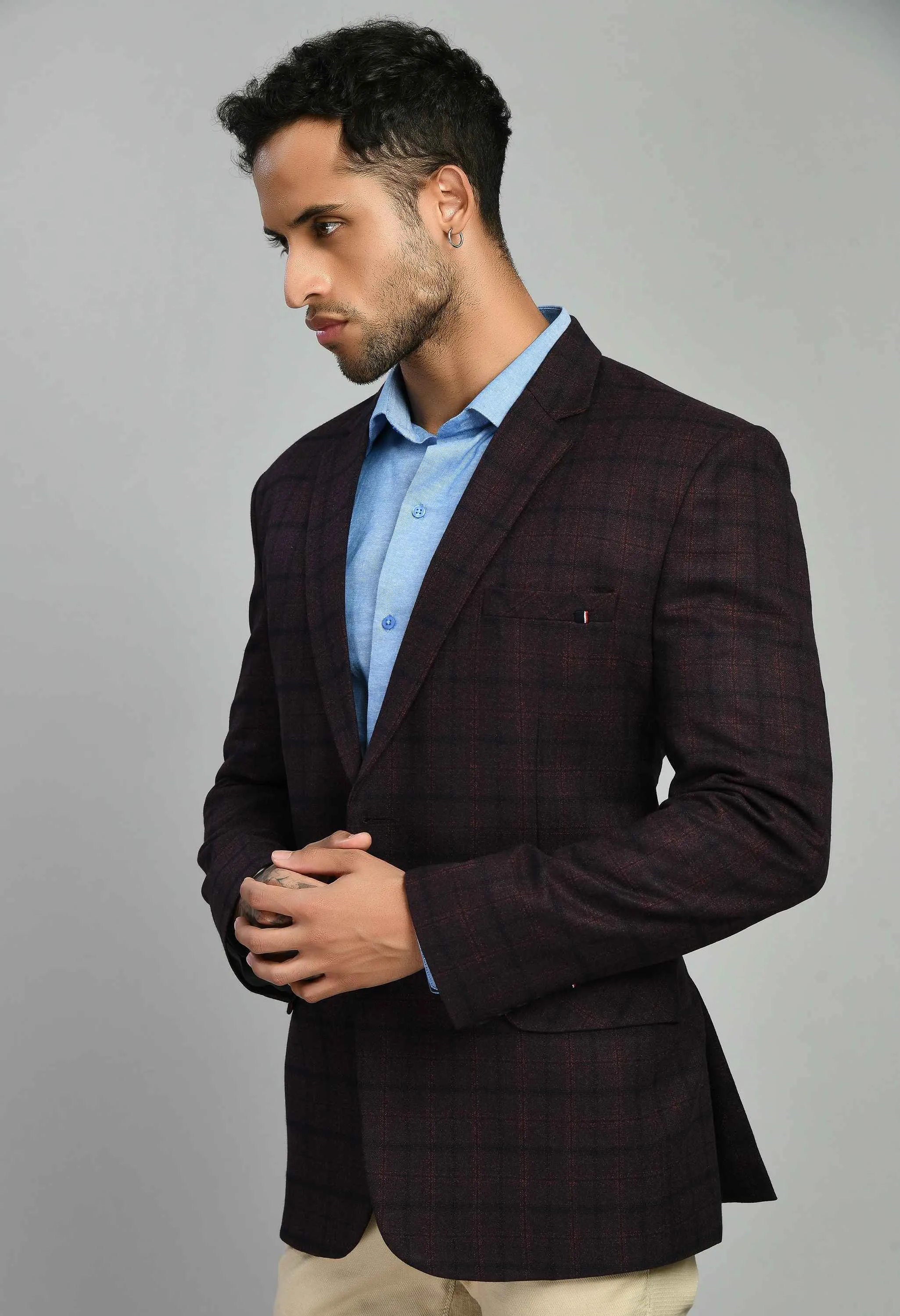 Men's Checks Slim Fit Casual Blazer