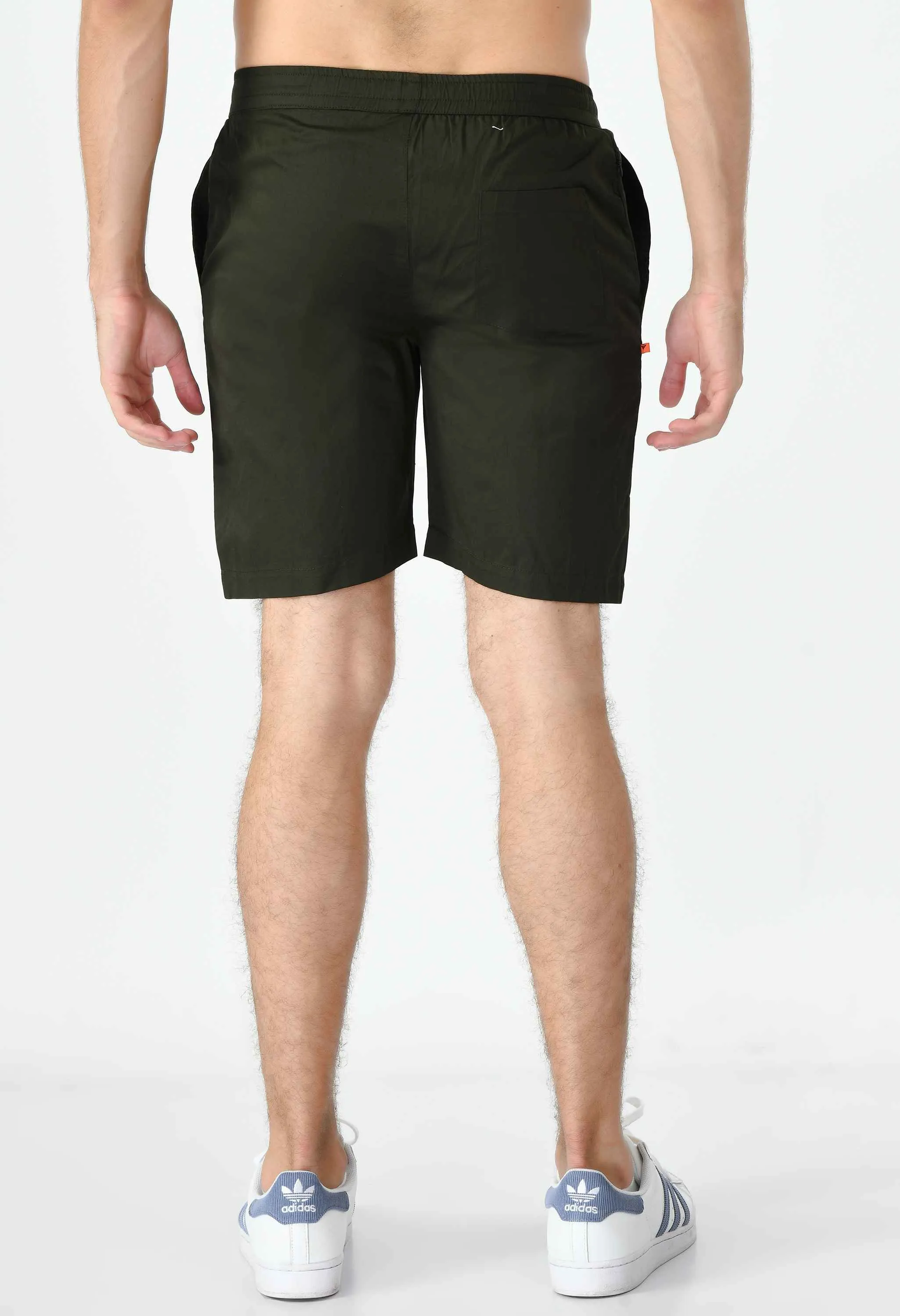 Men's Cotton Twill Solid Boxer with Side Pocket - Green