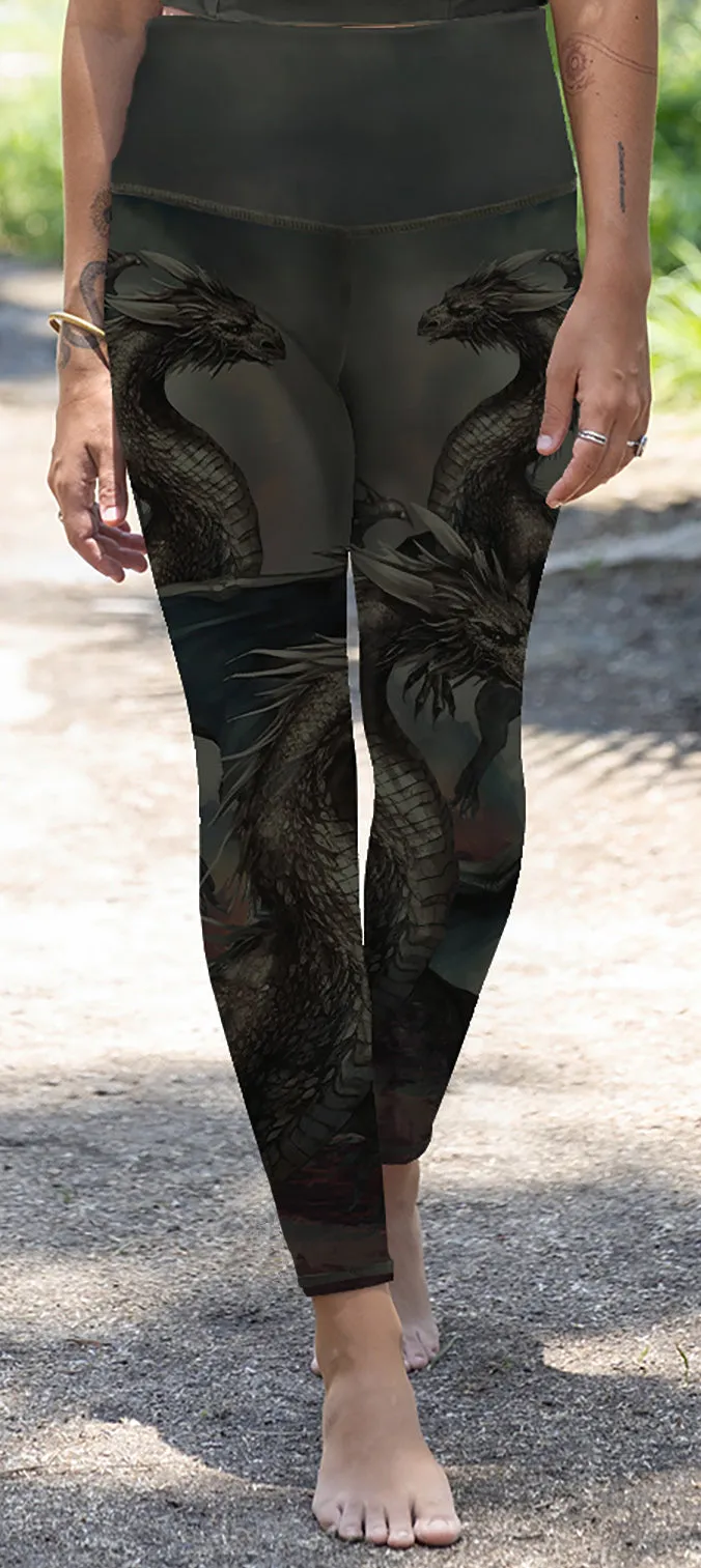 Mia -  Agave  - Magestic Dragon - 7/8 Legging (High-Waist) - LIMITED EDITION