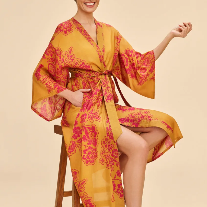 Mustard Tapestry - Long Kimono