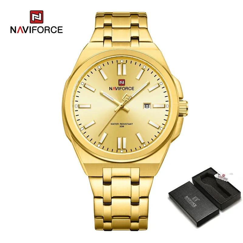 NAVIFORCE 9226 Brand Original Men Watch Stainless Steel Strap Business Waterproof Quartz Wristwatch