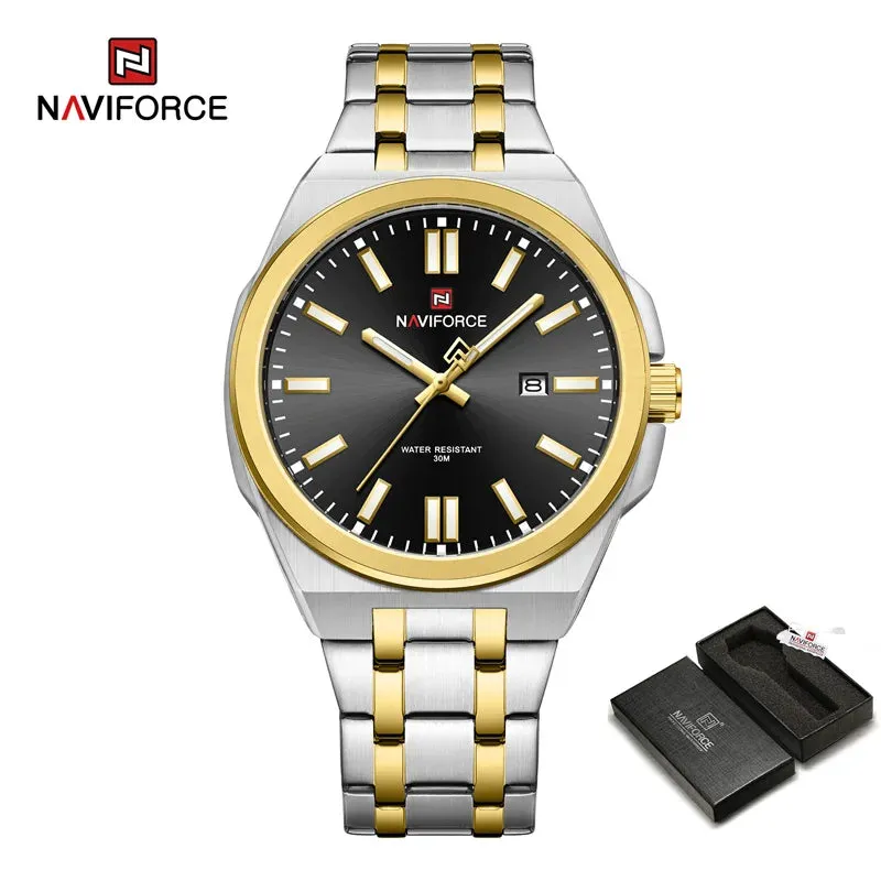 NAVIFORCE 9226 Brand Original Men Watch Stainless Steel Strap Business Waterproof Quartz Wristwatch