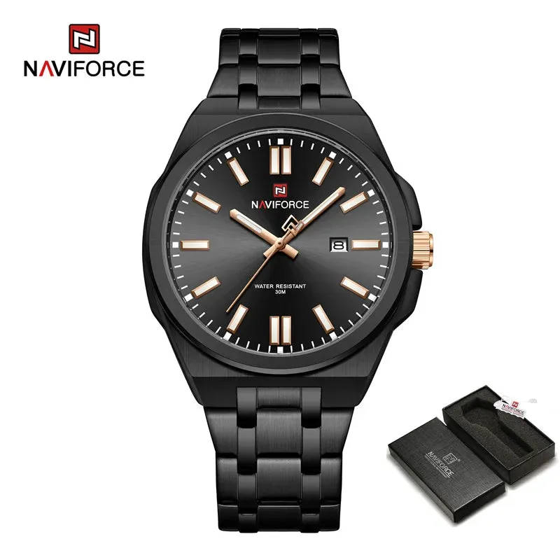 NAVIFORCE 9226 Brand Original Men Watch Stainless Steel Strap Business Waterproof Quartz Wristwatch