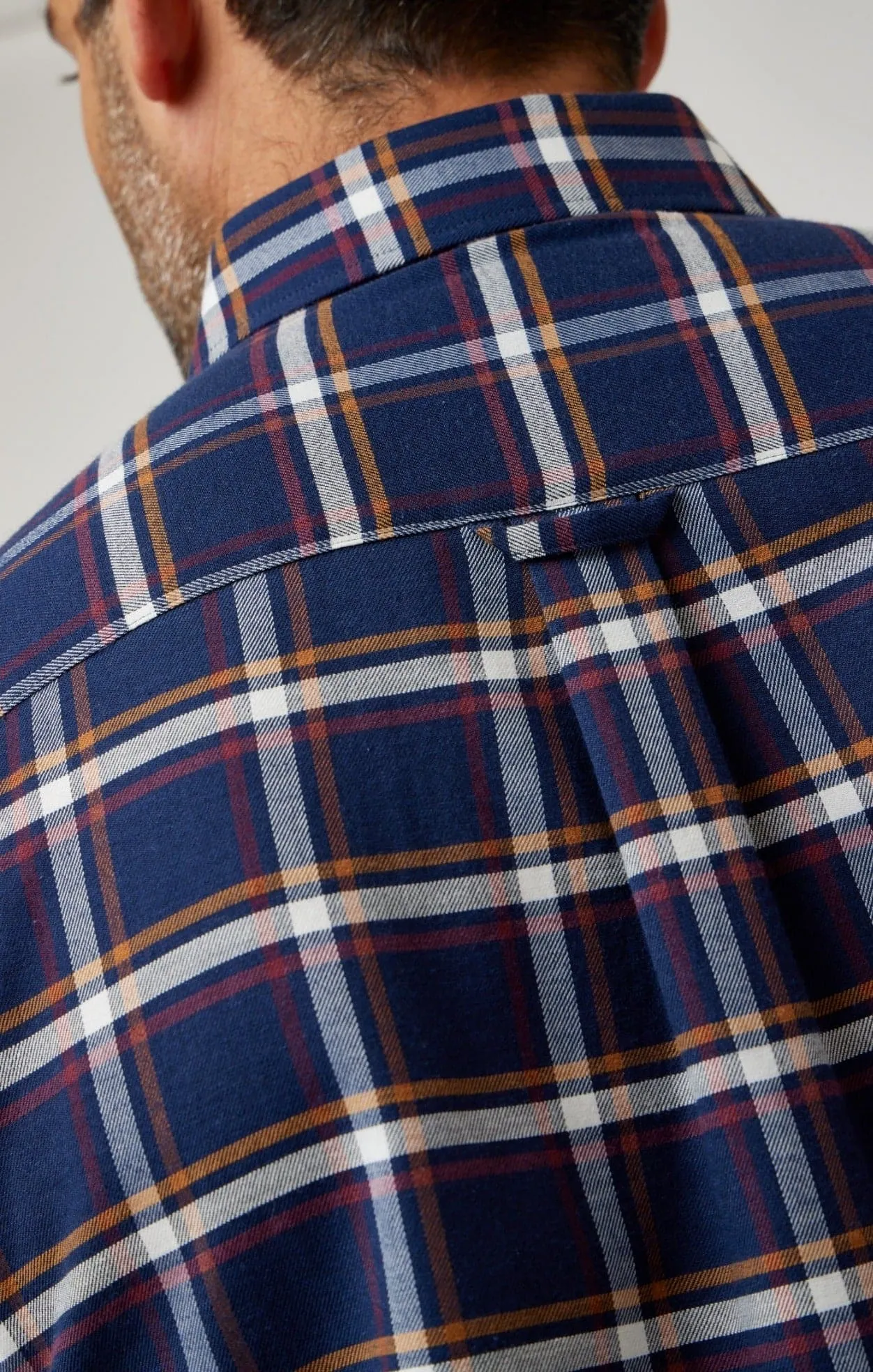 Navy Tricolor Plaid Drytouch Shirt