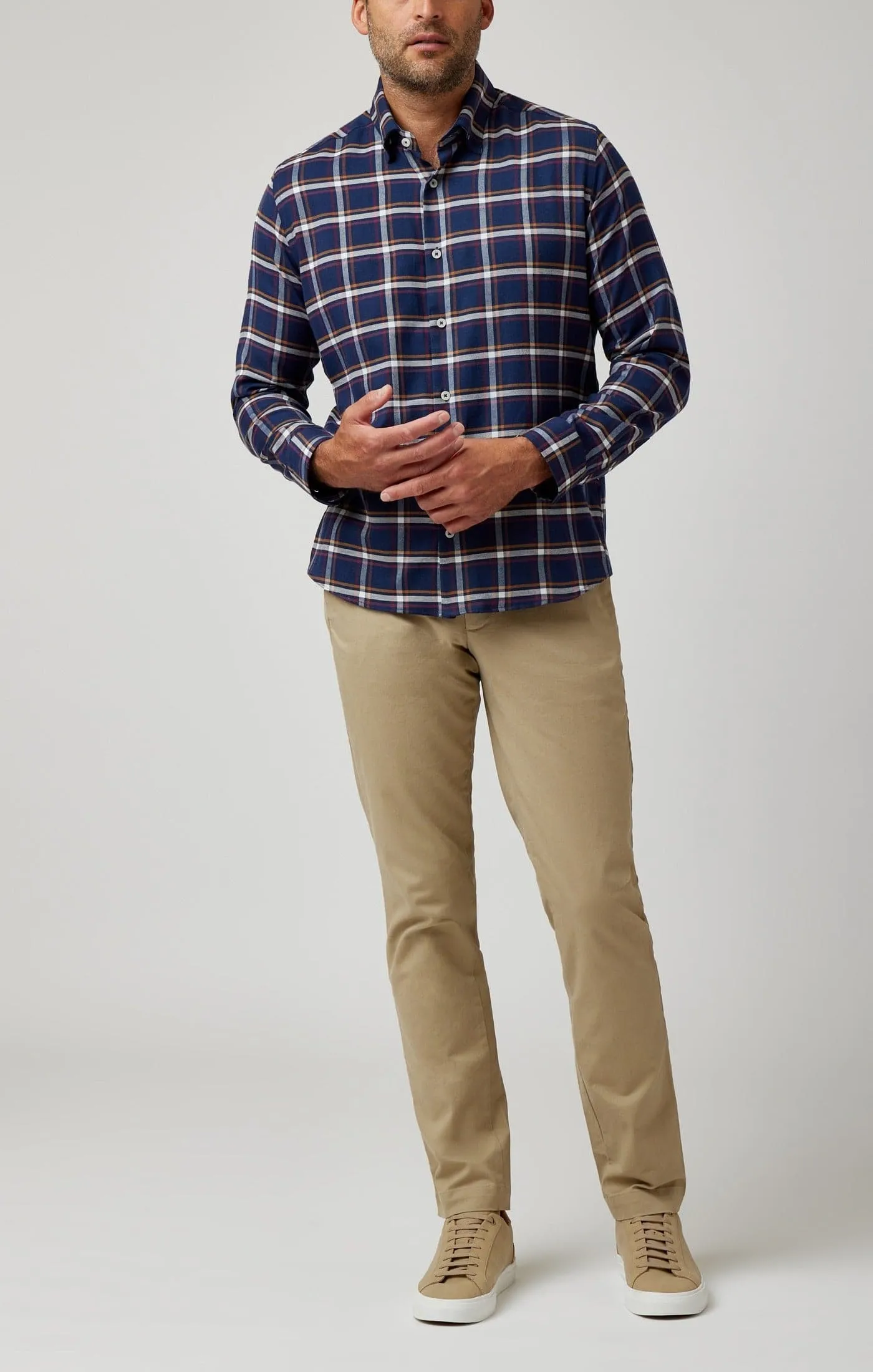 Navy Tricolor Plaid Drytouch Shirt