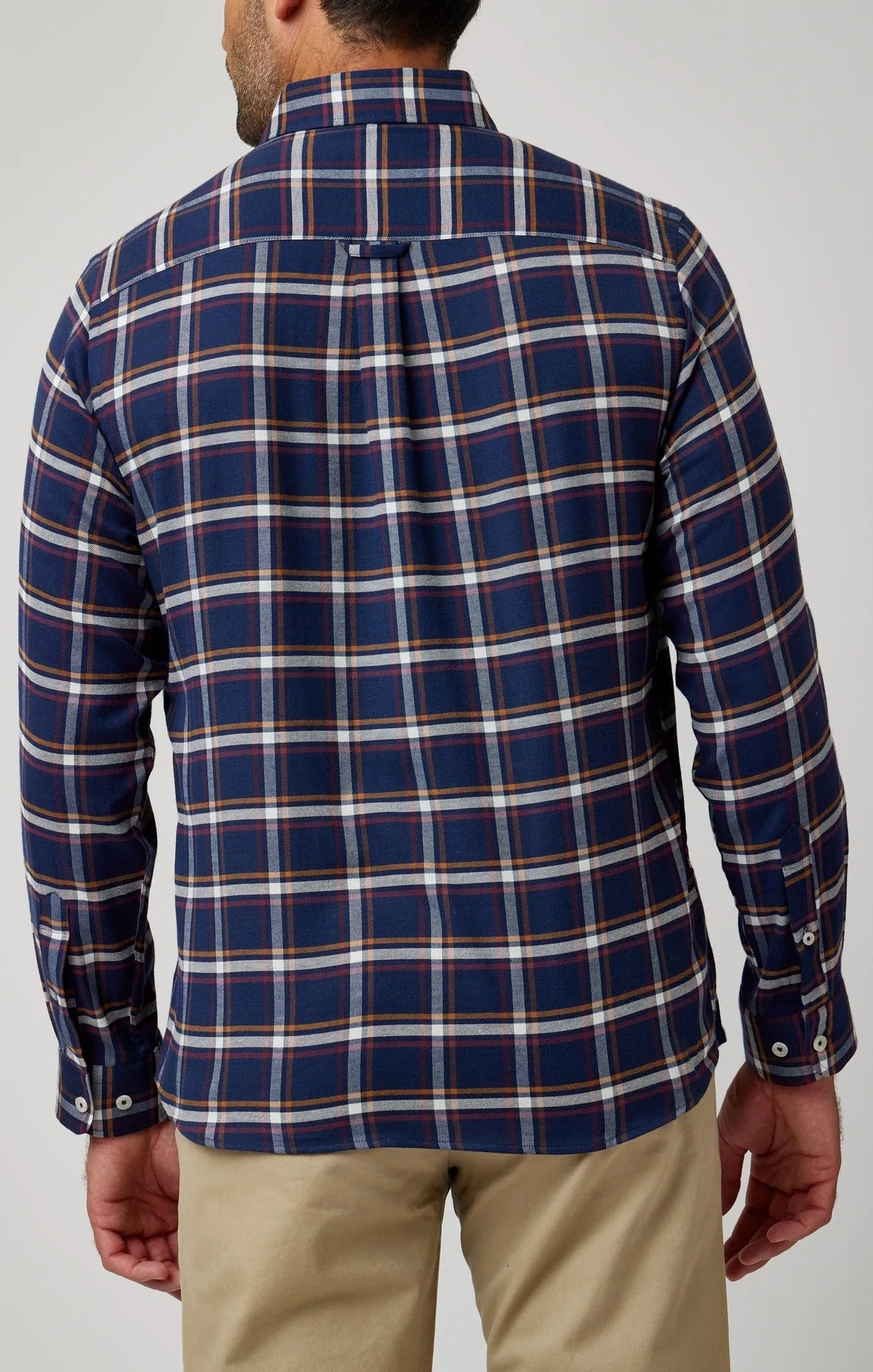 Navy Tricolor Plaid Drytouch Shirt