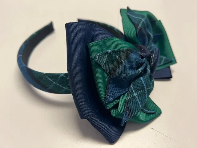 NEW CCA Layered Bow on Plaid Headband