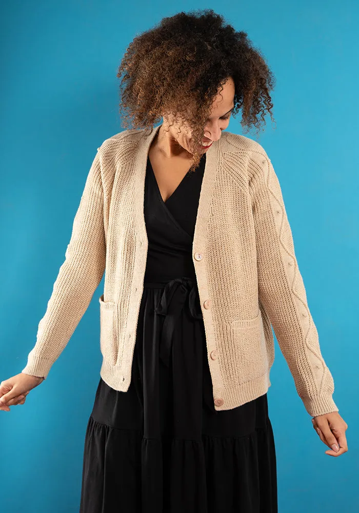 Oatmeal Cable Sleeve Cardigan