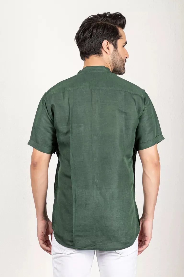 Olive Green Cotton Linen Shirt