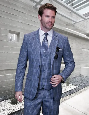 SAINTS GREY PLAID BIG & TALL 3 PC SUIT