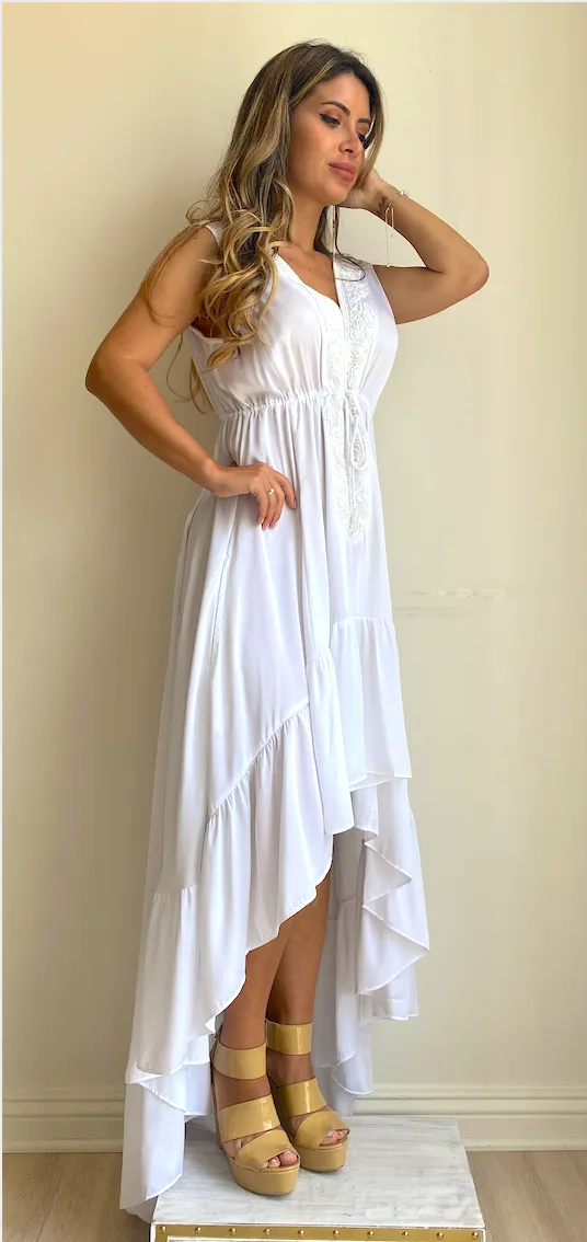 Shahida White Long Dress