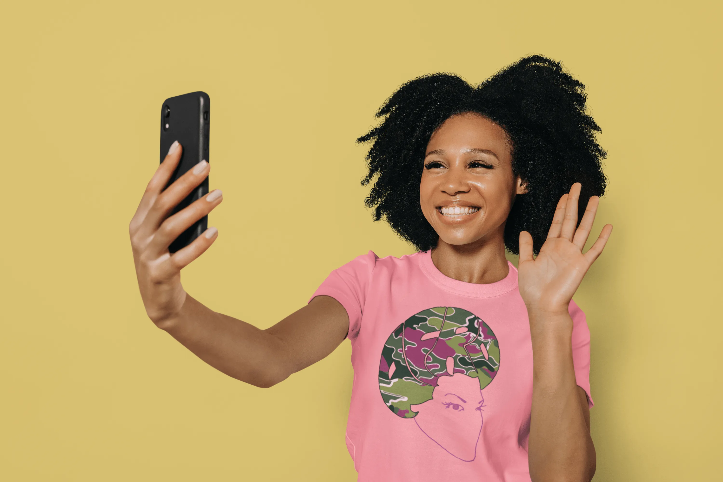 Sistah Fro Camo Pink Tshirt