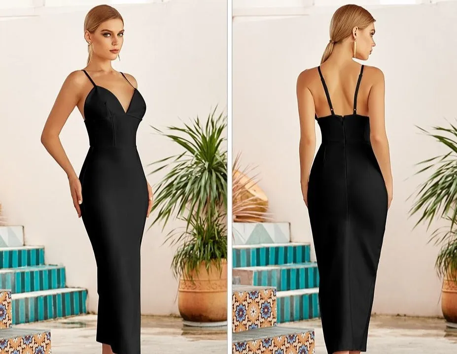 SMF Adyce V Neck Spaghetti Strap Maxi Dress