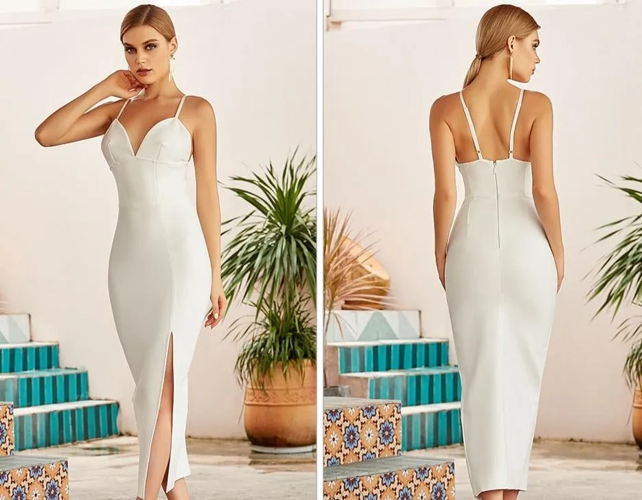 SMF Adyce V Neck Spaghetti Strap Maxi Dress