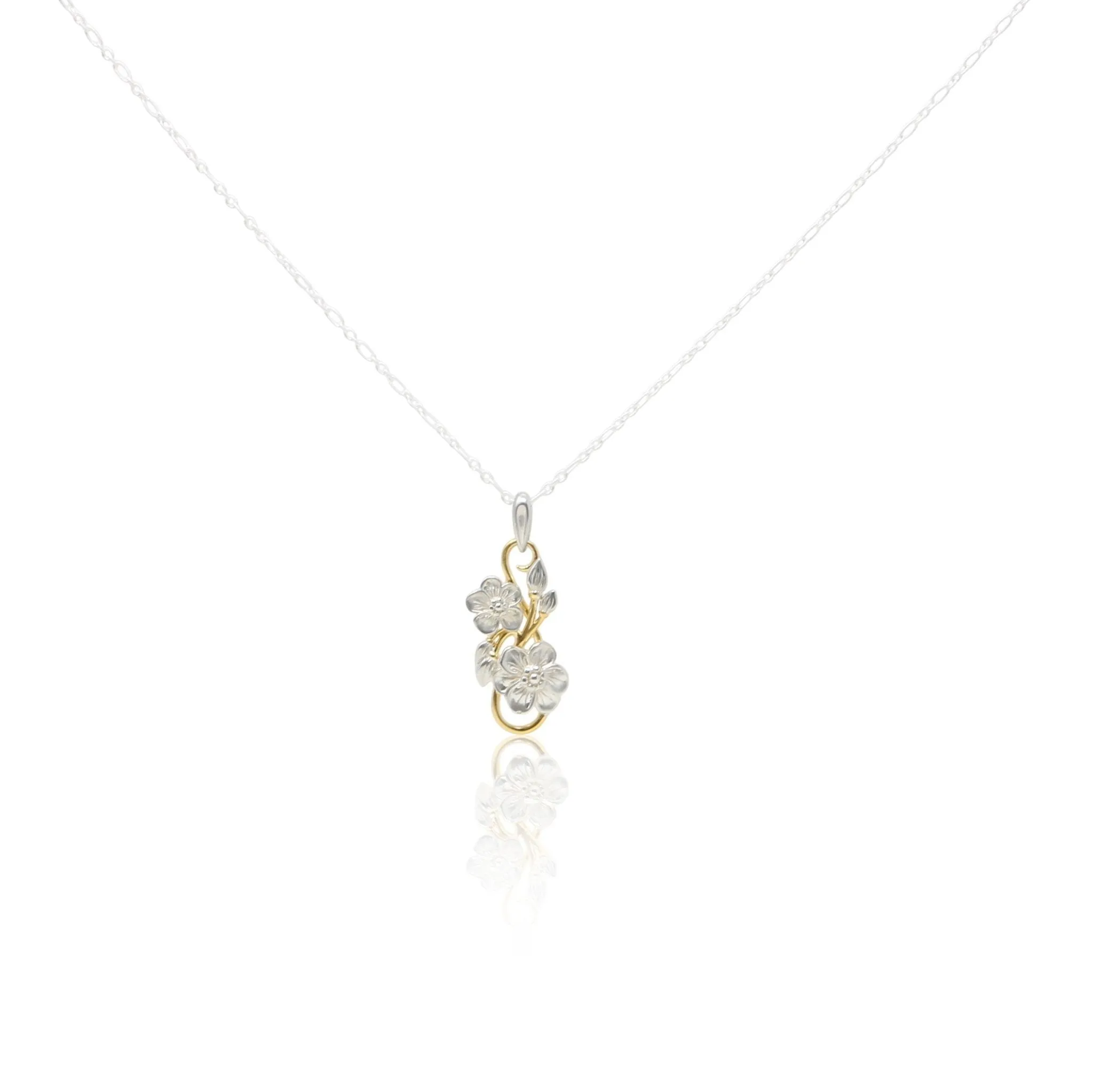 Sterling Silver & Gold Plated Floral Swirl Pendant