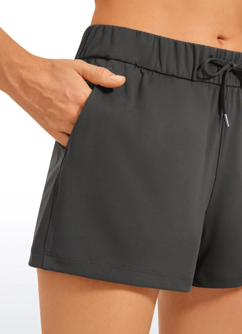 Stretch Mid-Rise Drawstring Shorts with Pockets 2.5"