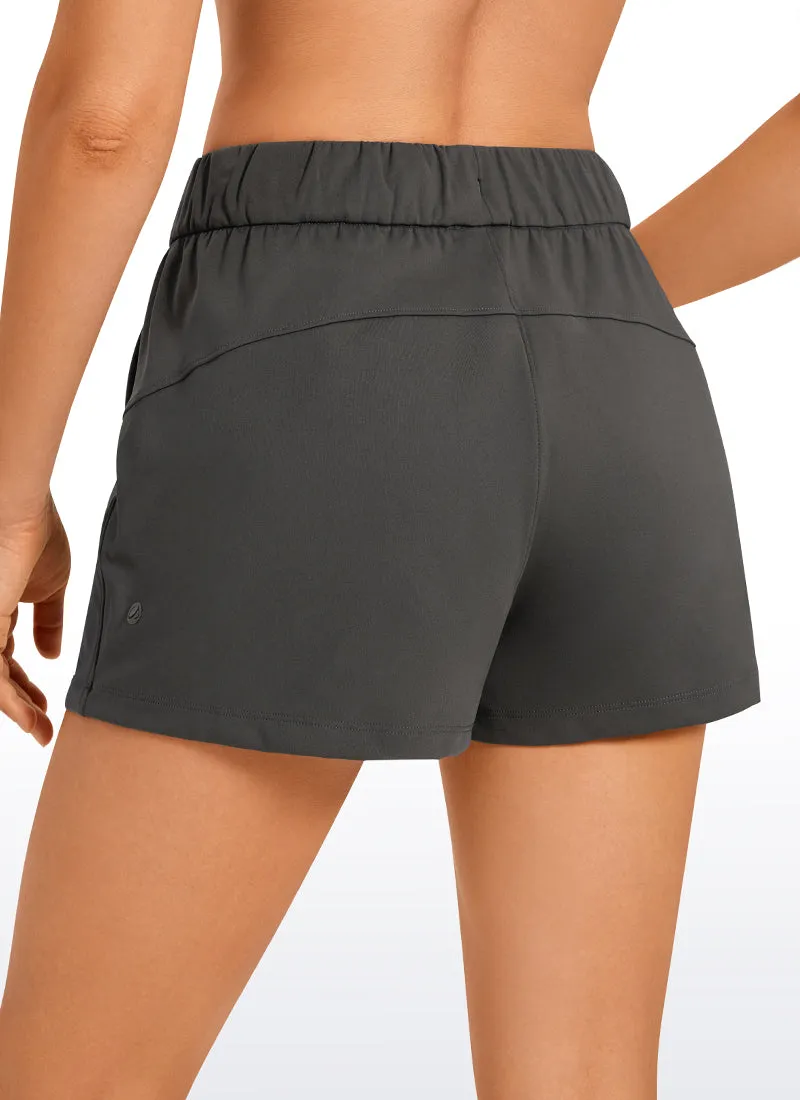 Stretch Mid-Rise Drawstring Shorts with Pockets 2.5"