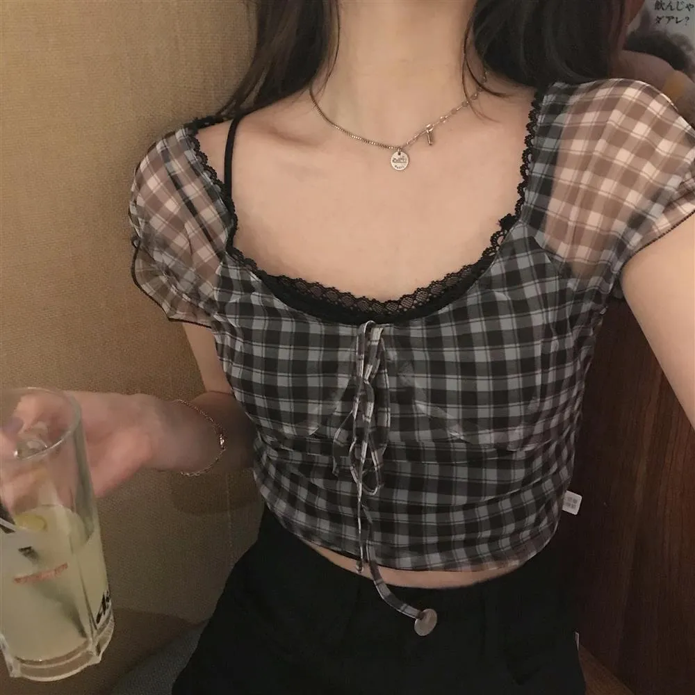 'Stunner' Plaid Blouse Top