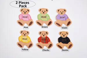 Teddy Bear Patch   (2 Pieces Pack) Iron on , Sew on,   Embroidered patches. - GK- 50