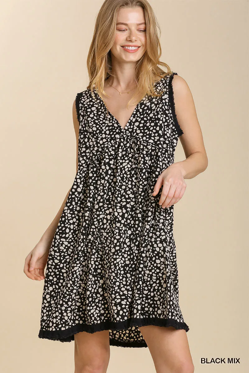 Umgee Animal Print V-Neck Sleeveless Dress