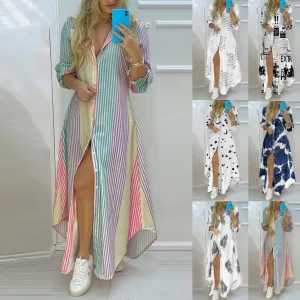 Women Long Shirt Dress Fashion Beach Boho - Big Maxi Summer Dress for Ladies - Oversized Robe